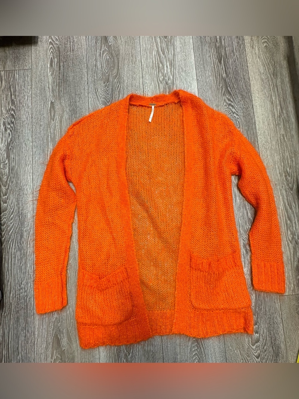 Free people Cozy Open-Front Orange Women's Cardigan Sweater - Picture 5 of 11